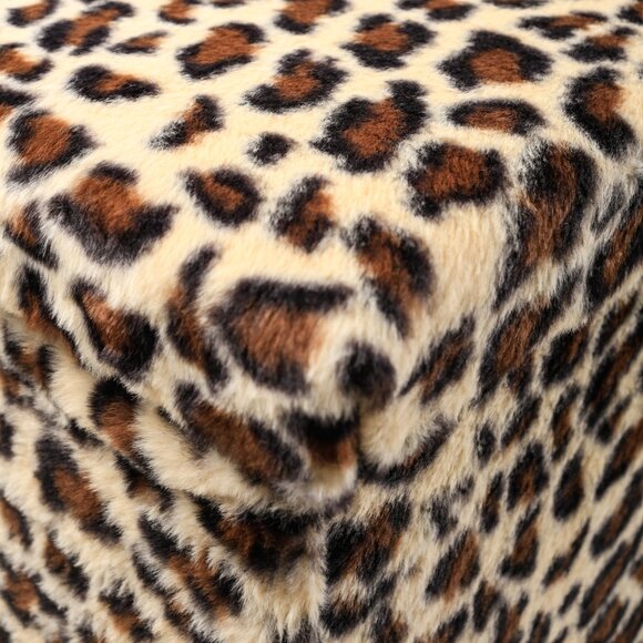 Go-Poufs Knock-Down Rectangular Faux Fur Storage Ottoman | Leopard - Picture 3 of 7